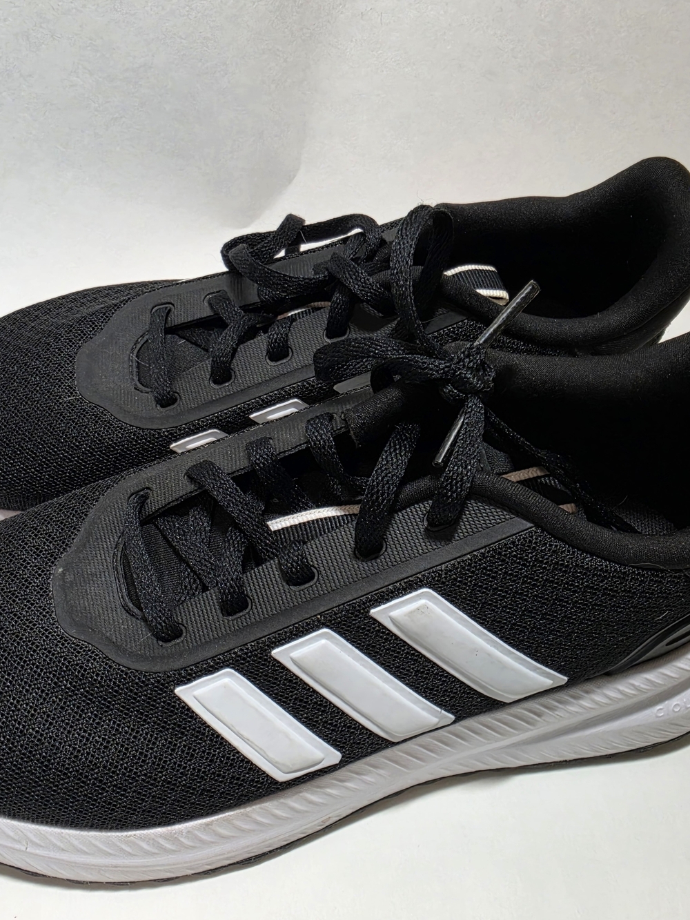 Adidas Women's Black Running Sneakers with White Stripes